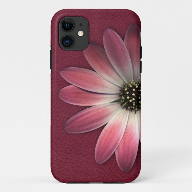 Red Daisy on Wine Leather Print Case-Mate iPhone Hülle (Rückseite)