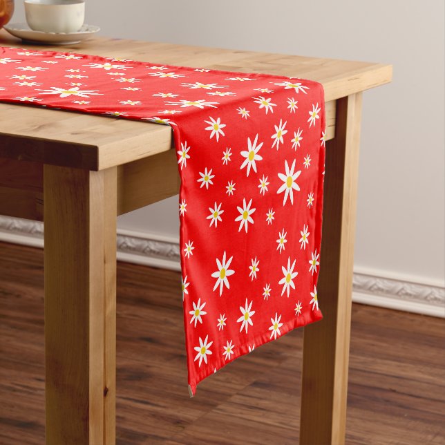 Red Daisy Table Runner Kurzer Tischläufer (Beispiel)