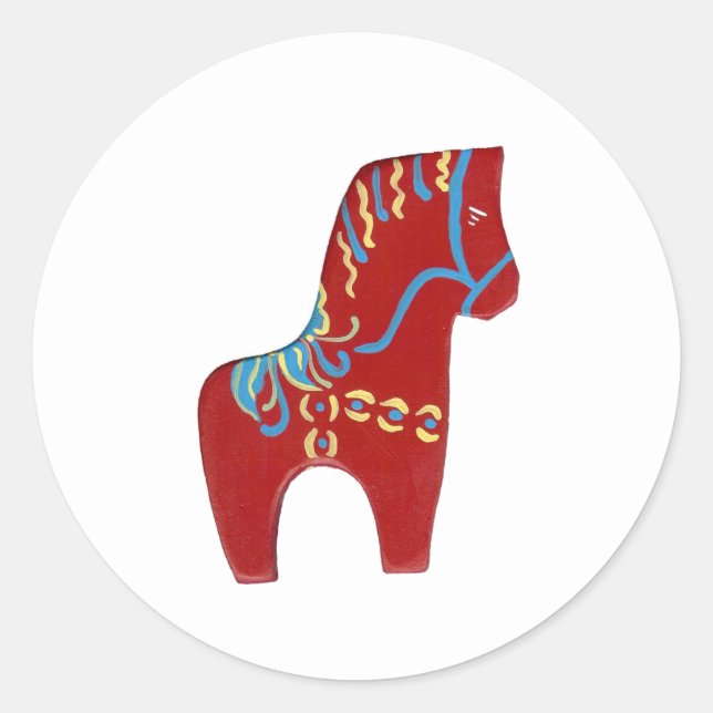 Red Dala Horse # 6 Aufkleber (Vorderseite)