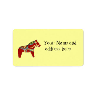 Red Dala Horse Address Label Adressaufkleber