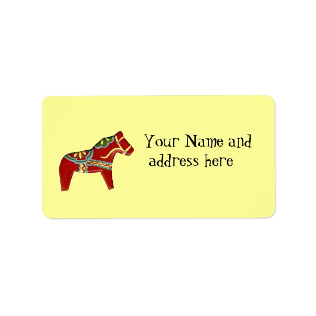 Red Dala Horse Address Label Adressaufkleber (Vorne)