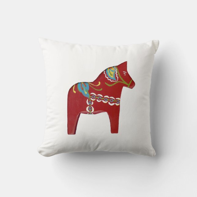 Red Dala Horse Design # 14 Kissen (Vorderseite)