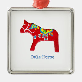 Red Dala Horse Ornament Aus Metall