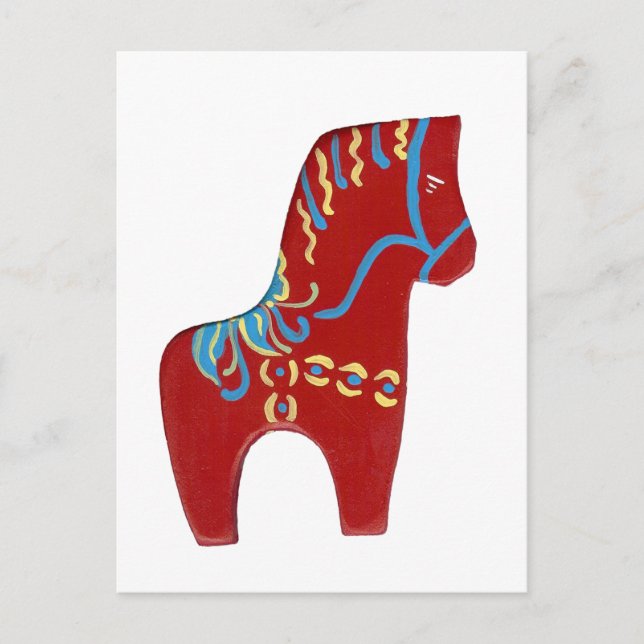 Red Dala Horse Post Cards Postkarte (Vorderseite)