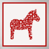 Red Dala Horse Poster