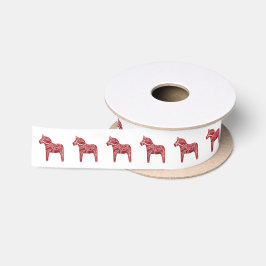 Red Dala Horse Ribbon Satinband