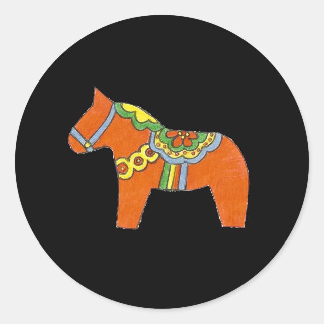 Red Dala Horse Sticker (Vorderseite)