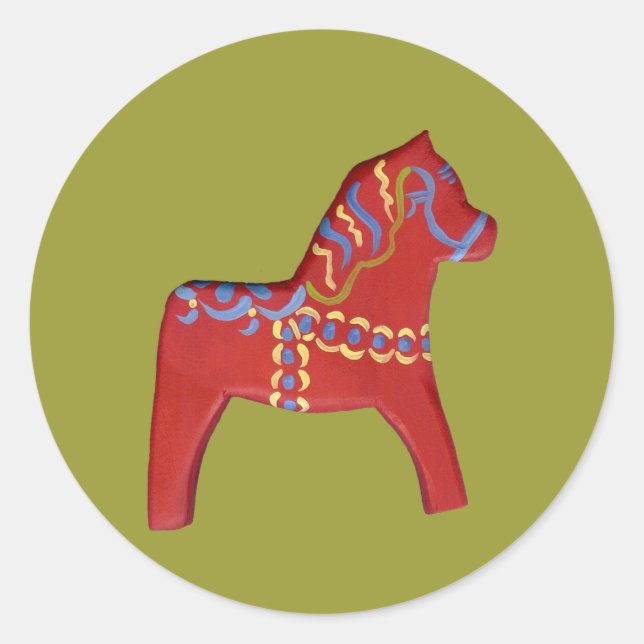 Red Dala Horse Sticker (Vorderseite)