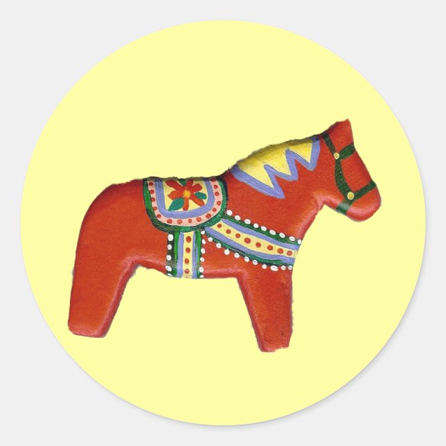 Red Dala Horse Sticker (Vorderseite)