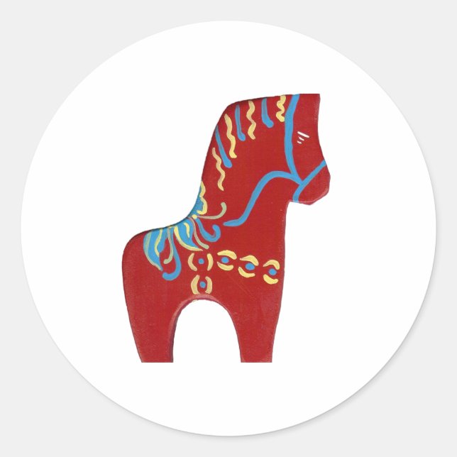 Red Dala Horse Stickers (Vorderseite)
