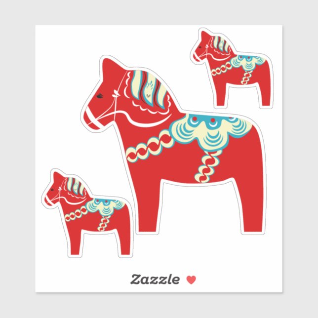 Red Dala Horse Stickers Aufkleber (Blatt)