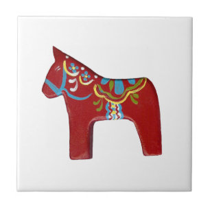 Red Dala Horse Tile Fliese