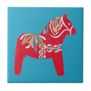 Red Dala Horse Tile Fliese