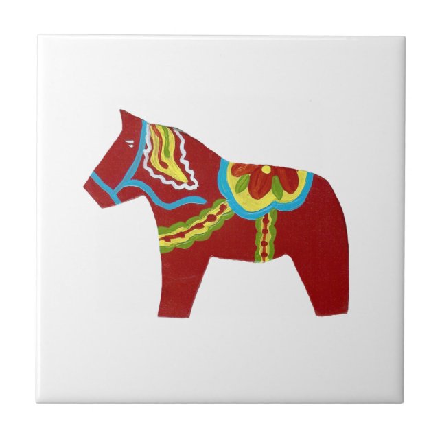 Red Dala Horse Tile Fliese (Vorderseite)