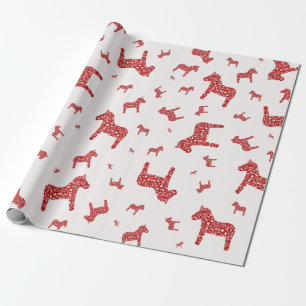 Red Dala Horse Wrapping Paper Geschenkpapier