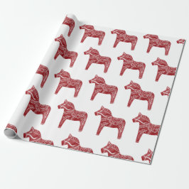 Red Dala Horse Wrapping Paper Geschenkpapier