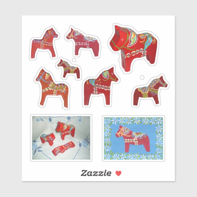 Red Dala Horses Aufkleber (Blatt)