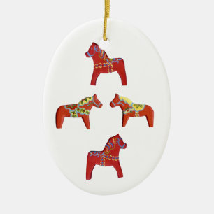 Red Dala Horses Ornament