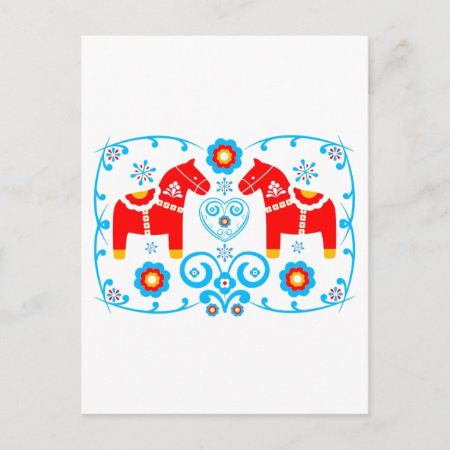 Red Dala Horses Postkarte (Vorderseite)