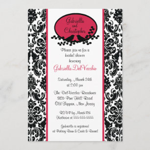 Red Damask Bridal Dusche Einladung