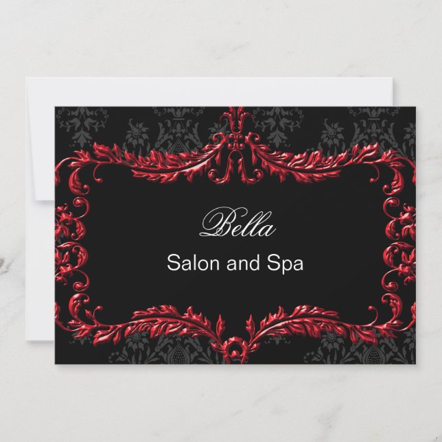 Red Damask Business Danke Cards (Vorderseite)