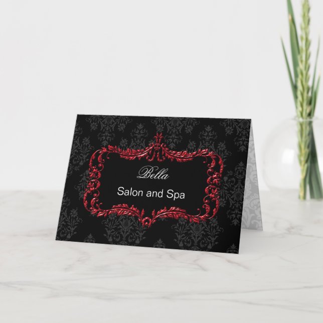 Red Damask Business Danke Cards (Vorderseite)