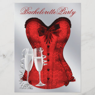 Red Damask Corset Champagne Roter Junggeselinnen-A Einladung
