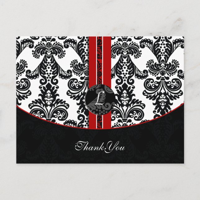 Red Damask DankeYouCards Postkarte (Vorderseite)