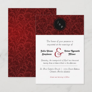 Red Damask - Einladung zur Hochzeit 3x5