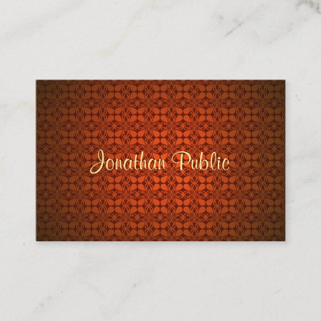 Red Damask Elegante Calligrafy Name Template Visitenkarte (Vorderseite)