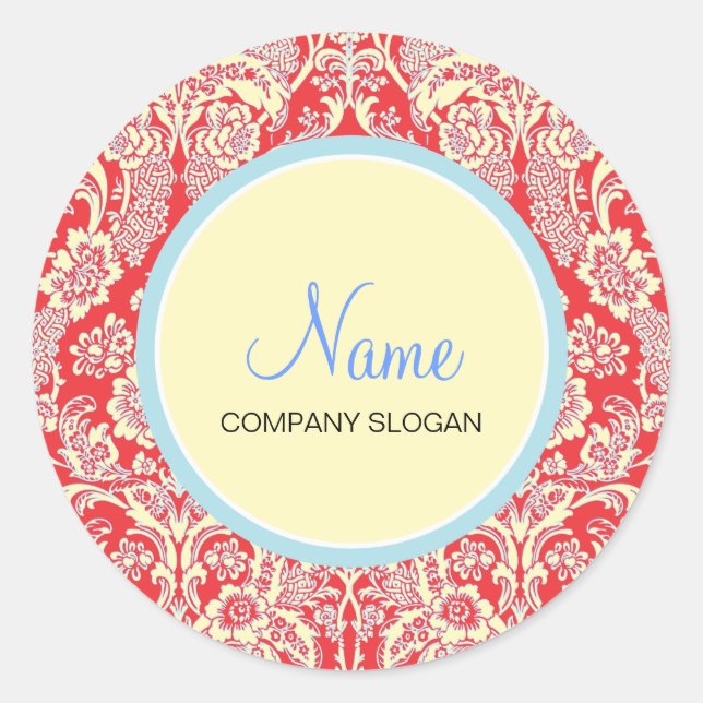 Red Damask Envelope | Merchandise Siegel Runder Aufkleber (Vorderseite)