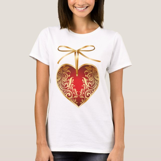 Red Damask Heart T-Shirt (Vorderseite)