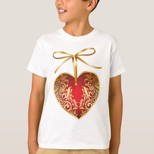 Red Damask Heart T-Shirt (Vorderseite)