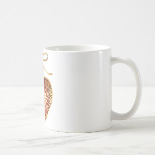 Red Damask Heart Tasse