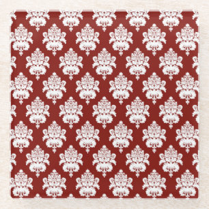 Red Damask/Red Design Weihnachten Elegante Unterse Glasuntersetzer