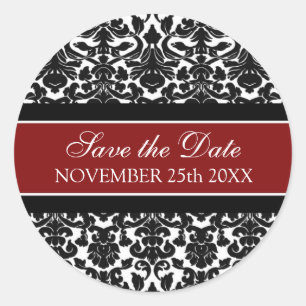 Red Damask Save the Date Umschlag Aufkleber