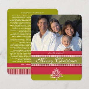 Red Damask Tree Christmas Card Einladung