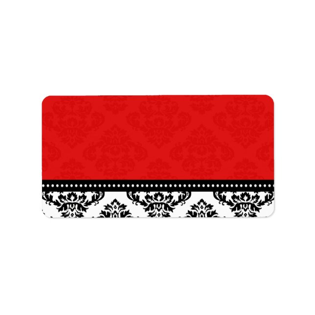 Red Damask Wedding Address Labels Adressaufkleber (Vorne)