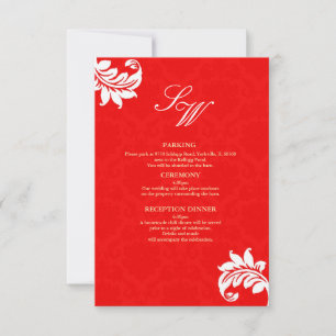 Red Damask Wedding Card Einladung