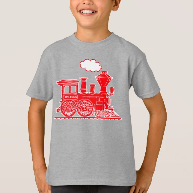 Red Dampflok Lokomotive individuelle Name Kinder T T-Shirt (Vorderseite)