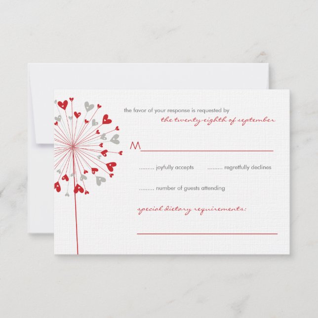 Red Dandels Liebe Summer Wedding RSVP Card (Vorderseite)