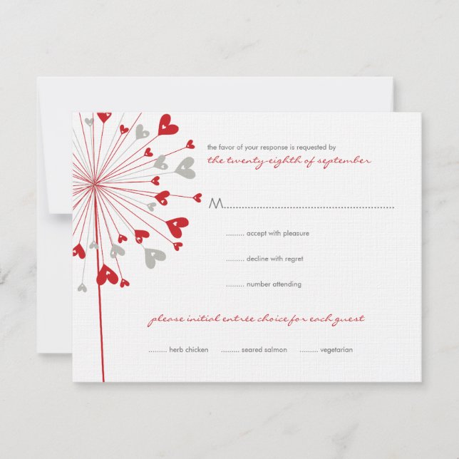 Red Dandels Liebe Summer Wedding RSVP Card Karte (Vorderseite)