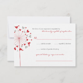 Red Dandels Liebe Summer Wedding RSVP Card Karte