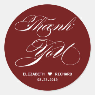 Red Danke Gastgeschenk Hochzeit Runder Aufkleber