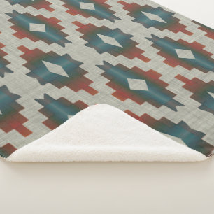 Red Dark Brown Aquamarin Blue Grau Tribal Art Must Sherpadecke