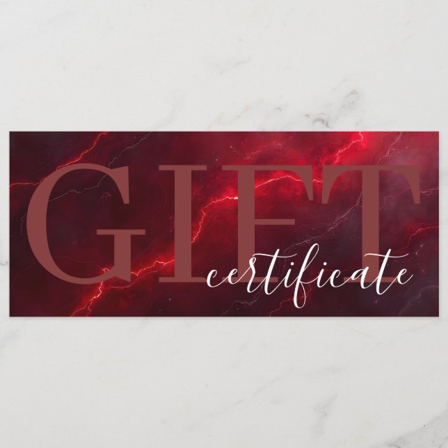 Red Dark Chic Bold Elegant Luxury Gift Certificate Save The Date (Vorderseite)
