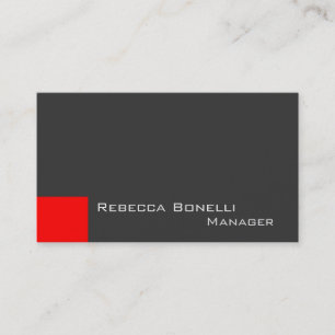 Red Dark Gray Stylish Manager Business Card Visitenkarte