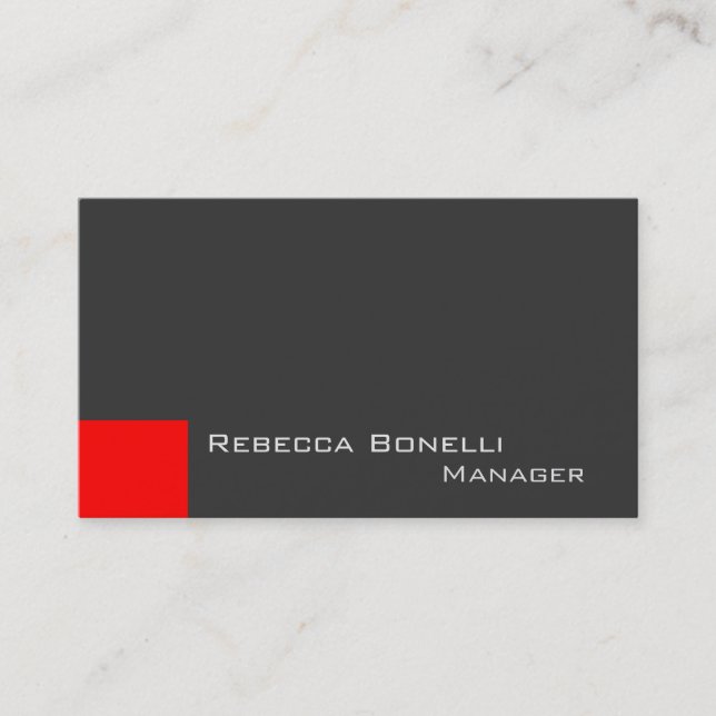 Red Dark Gray Stylish Manager Business Card Visitenkarte (Vorderseite)