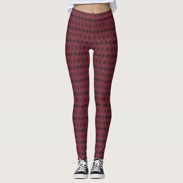 Red Dark Red Abstract Watercolor Art Leggings (Vorderseite)