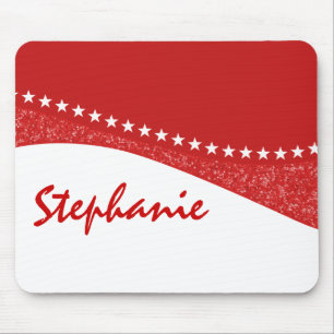 Red Dazzling Star Curves Mousepad